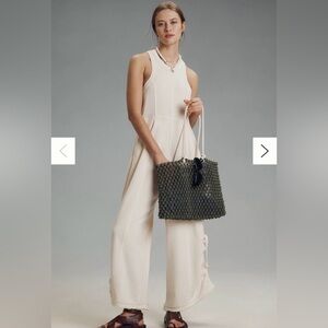 Anthropologie Daily Practice Horizon Wide-Leg Knit Cream Jumpsuit